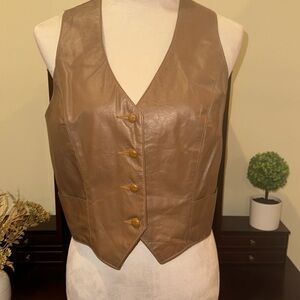 Vintage Diamonds Leather vest. 100% genuine leather. Brown with silk back.